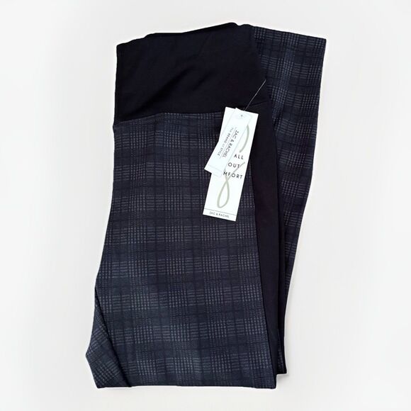 Zac & Rachel Pants Womens Size Large Figure Defining Tummy Control Black Plaid - Picture 1 of 7